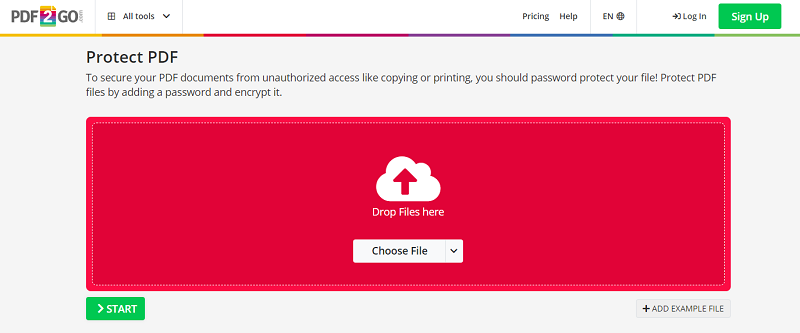 PDF2Go로 PDF 암호 설정