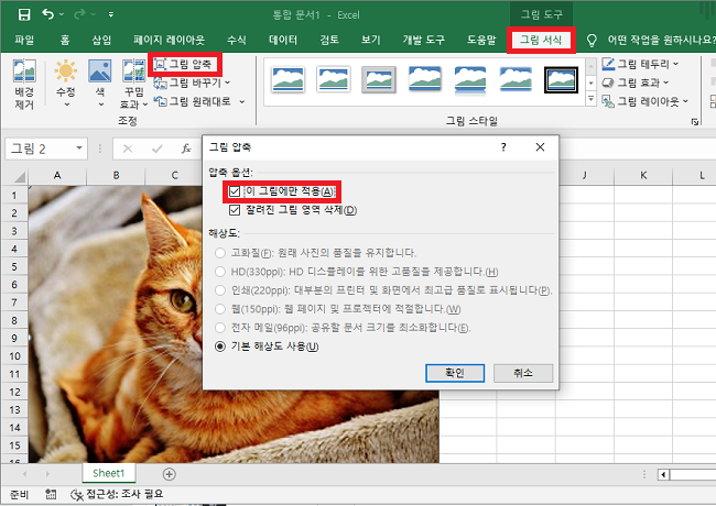 Excel 그림 압축
