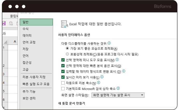 사용자 인터페이스 옵션