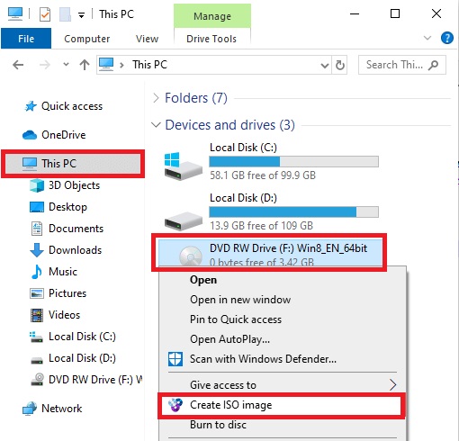 Create ISO image from disk