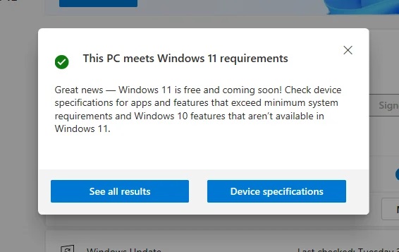 PC가 윈도우11의 요구 사항 확인하기