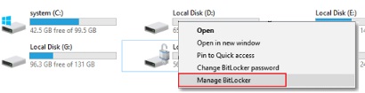 “BitLocker 관리”를 선택하기
