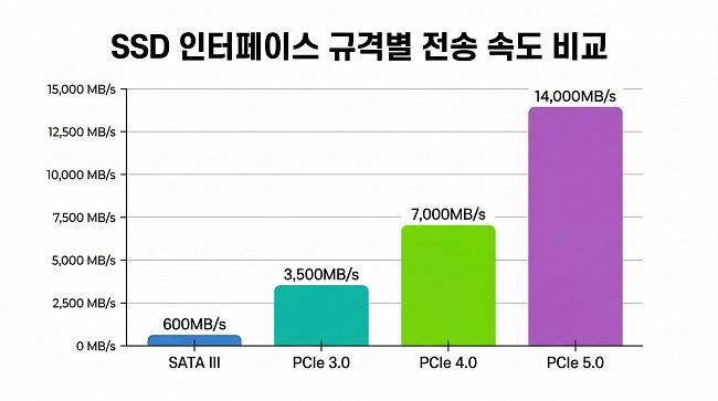 SSD 인터페이스 규격별 전송 속도 비교