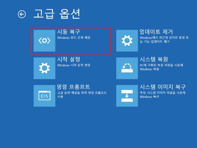 시동 복구 선택