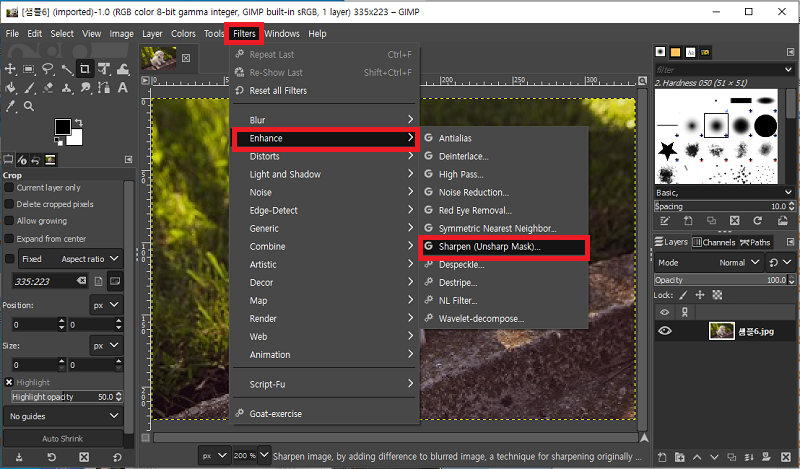 GIMP로 저화질 사진의 디테일 강화