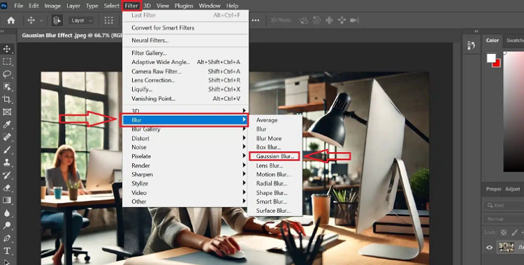 포토샵 가우시안 블러 기능으로 사진 화질 조정