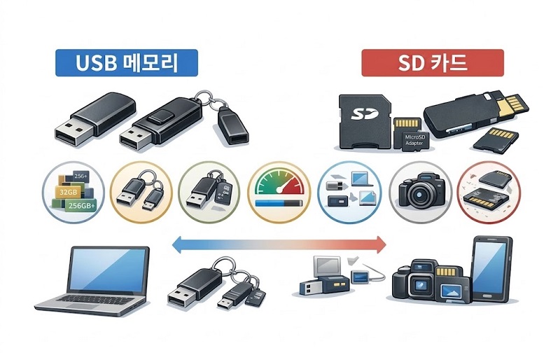 USB 메모리와 SD 카드의 차이