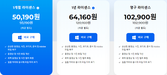 4DDiG File Repair 윈도우 버전의 가격