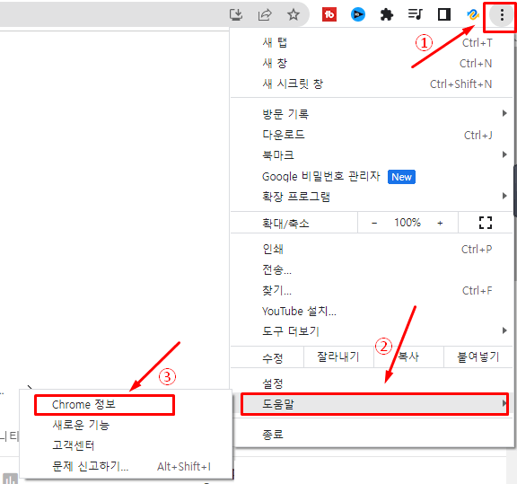 구글 크롬 업데이트 설치