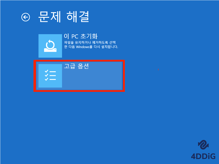 문제 해결-고급 옵션