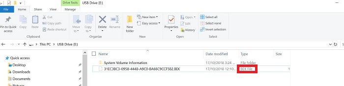 BEK 파일에서 복구 키 확인 방법