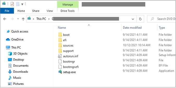 ISO 파일을 탑재하고 setup.exe를 실행하기 직전 화면