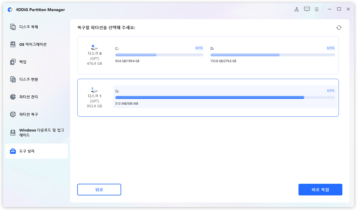 파일 시스템 유형은 RAW 입니다
