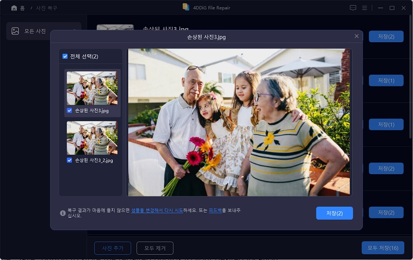 복구된 사진 미리보기