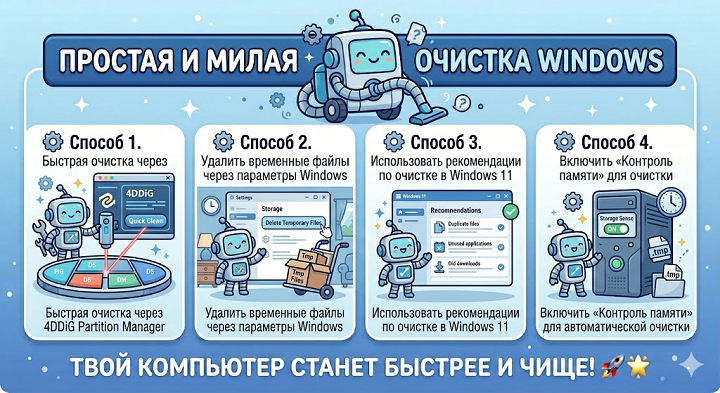 Очистка ненужных файлов Windows