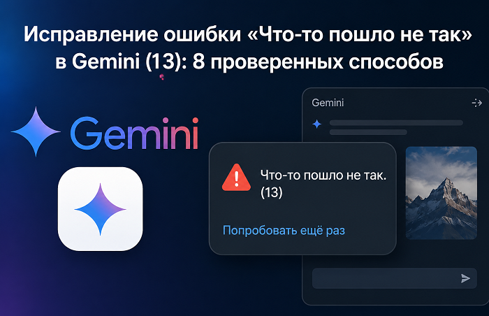 Исправление ошибки 'Что-то пошло не так' (13) в Gemini