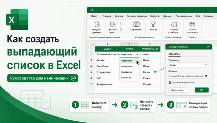 как создать список в excel
