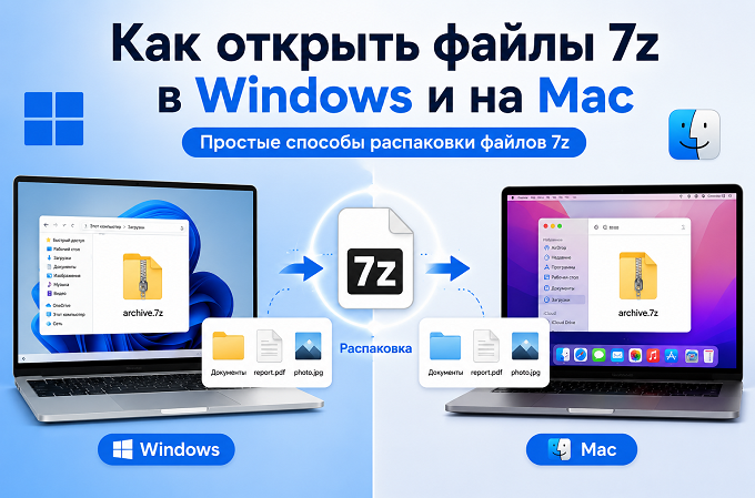 как открыть файл 7z в Windows и macOS