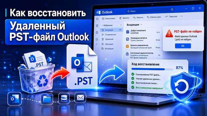 как восстановить удаленный PST-файл Outlook