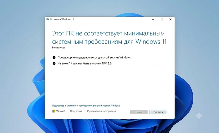 установка Windows 11 на неподдерживаемый процессор