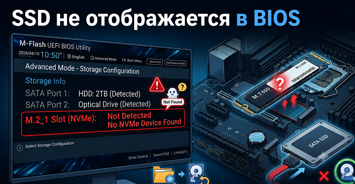 SSD не отображается в BIOS