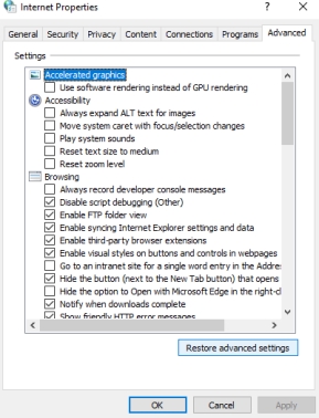 進入並且重設進階分頁
