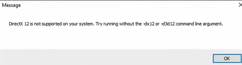Directx 12 is not supported on your system錯誤訊息
