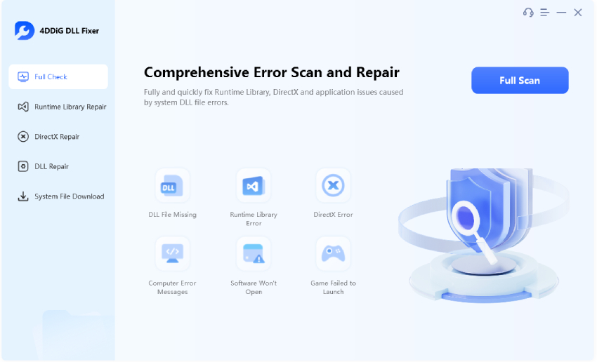 點擊左側選單中的「全面檢查」