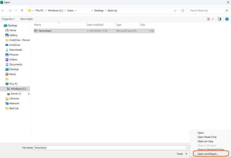 Excel 的內建修復功能