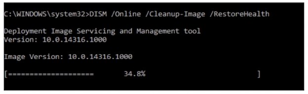 輸入「Dism/Online /Cleanup-Image /RestoreHealth」