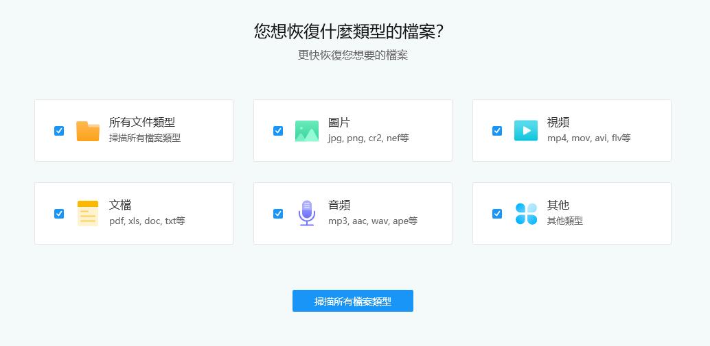 選擇刪除的檔案類型