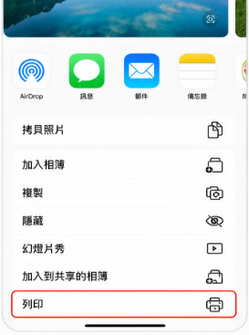 使用 iPhone「照片」App 的列印功能將圖片轉 PDF