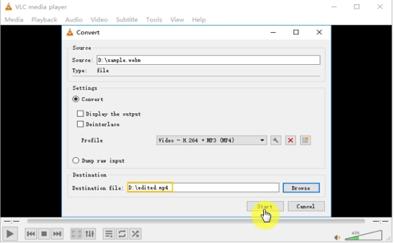 將設定檔設定為「Video-H.264+MP3(MP4)」