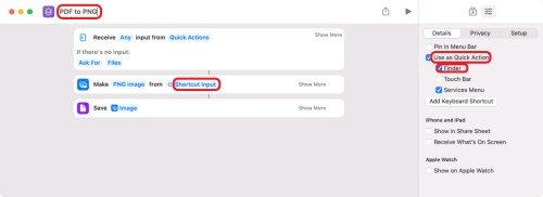 鍵入「儲存檔案」並新增至捷徑中