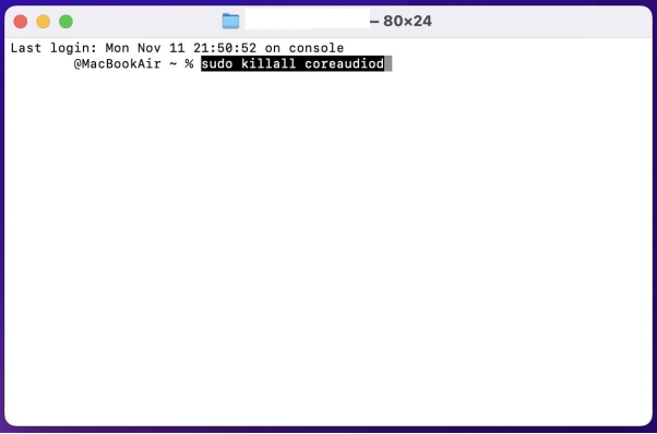 在終端機中輸入指令:sudo killall coreaudiod