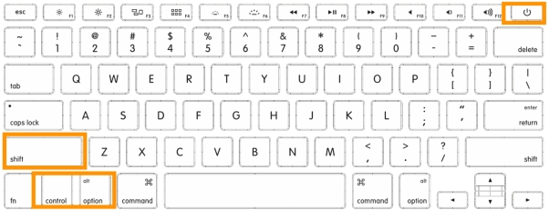 同時按住 Shift + Control + Option + 電源鍵