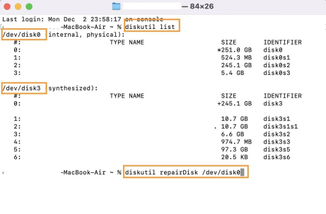 使用終端指令檢查硬碟