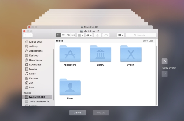 進入備份歷史檔案後點擊還原