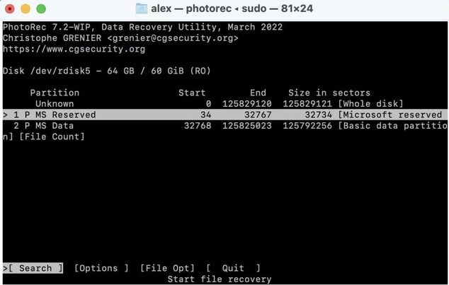 PhotoRec Mac 資料救援軟體