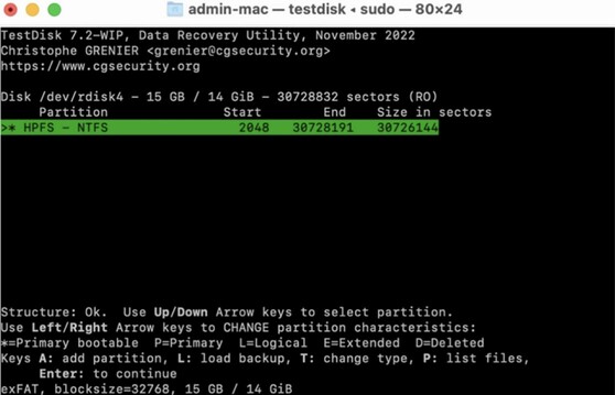 TestDisk Mac 資料救援軟體