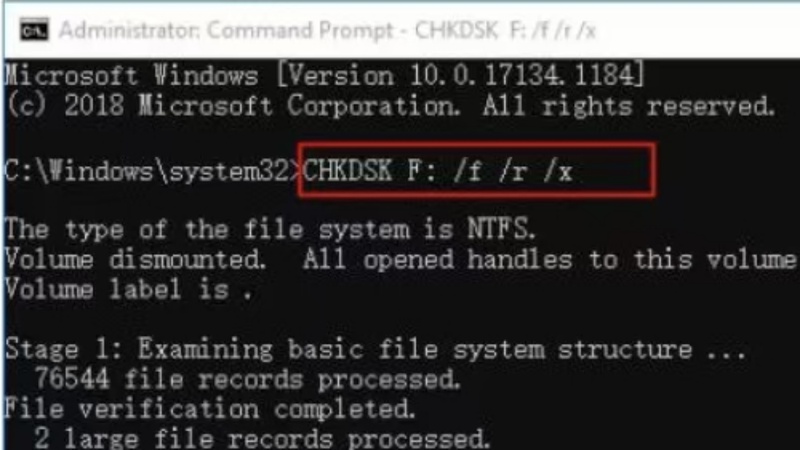 chkdsk C: /f /r