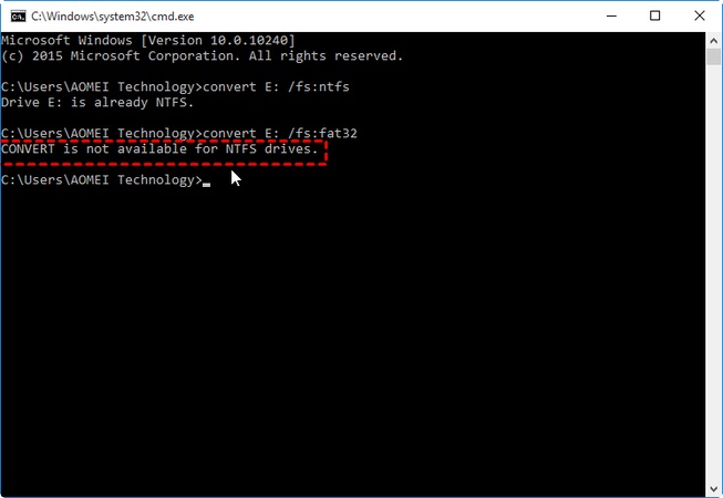 convert E: /fs:ntfs