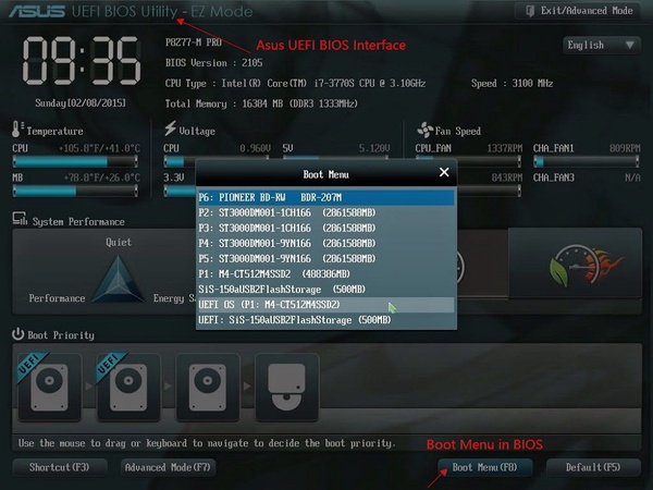 透過BIOS選擇新的SSD作為啟動磁碟