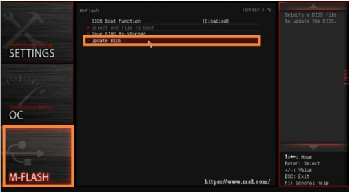 選擇您想要安裝的 BIOS 更新檔