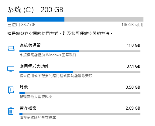 系統與保留過大