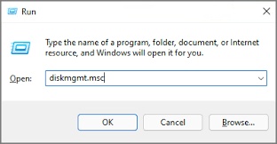 輸入 diskmgmt.msc 並按Enter