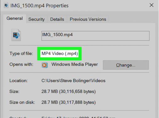 在「一般」的標籤頁面上修改副檔名