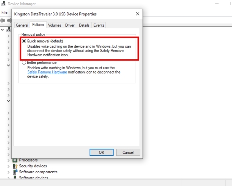 開啟「原則」確認是否啟用「快速移除」按鈕