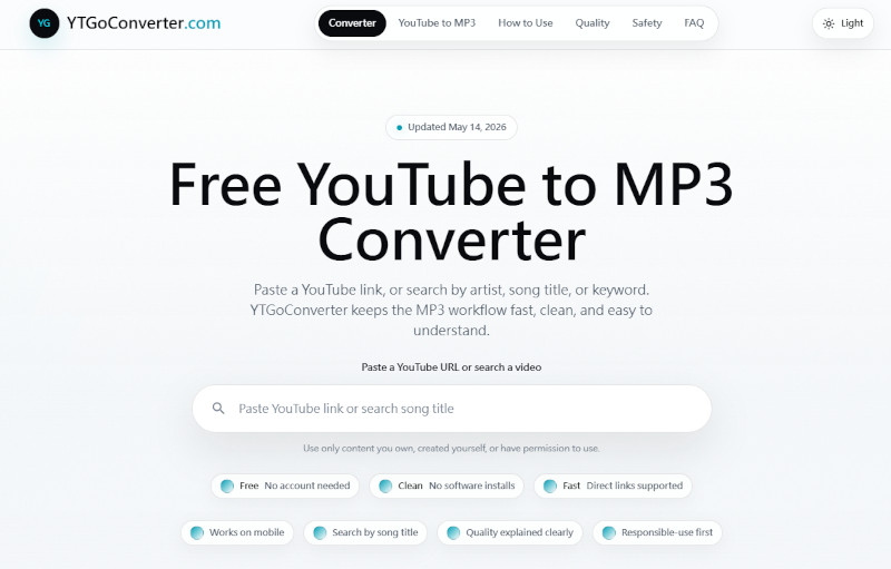 使用 YTGoConverter 將 YouTube 影片轉換為 MP3