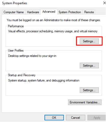選擇「資料執行保護」
